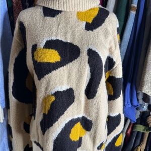 Moth for Anthropologie NWOT Tan Brown & GoldTurtleneck Sweater